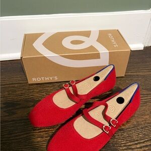 Rothy's Red Crisp Mary Jane Flats